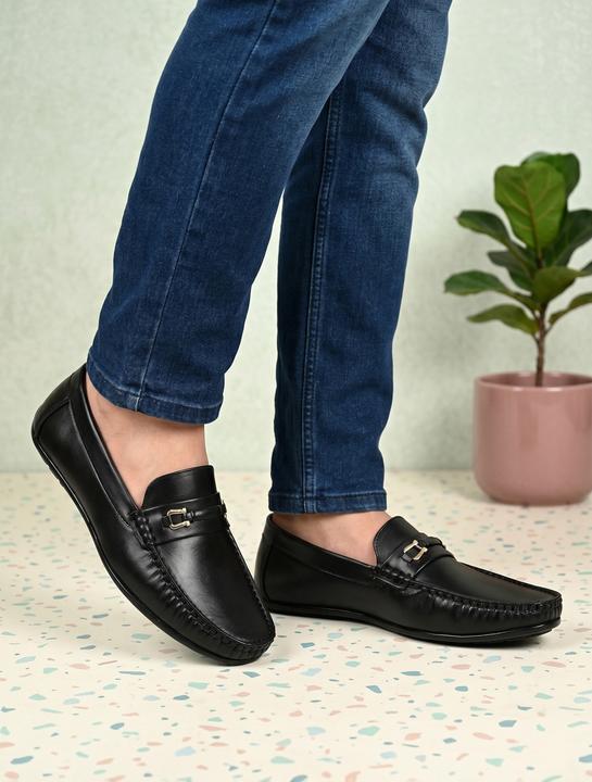 Men's Premium Black Synthetic Leather Horsebit Loafers